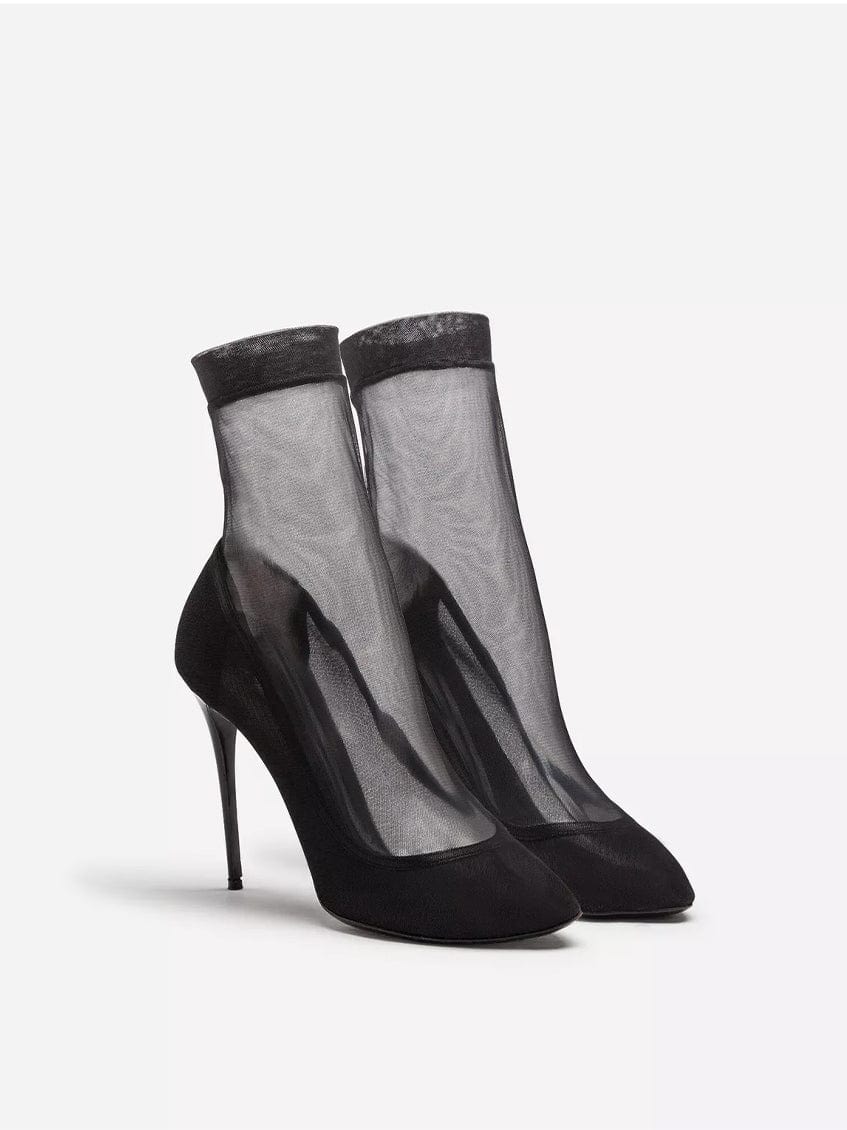 Dolce & Gabbana Stretch Tulle Patent Leather Booties