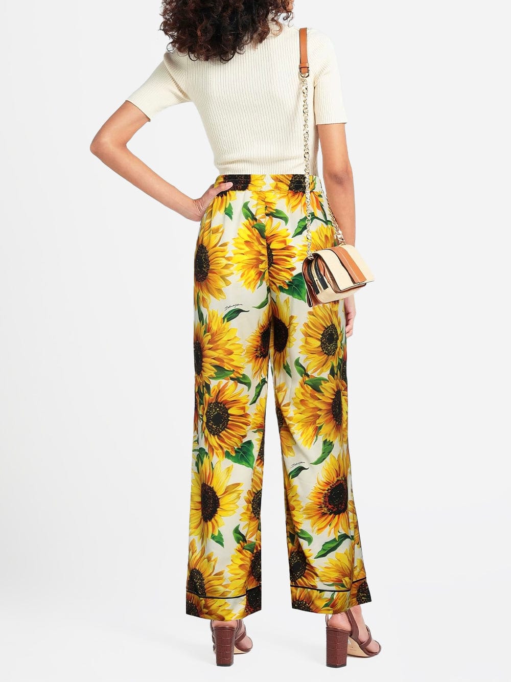 Dolce & Gabbana Sunflower Print Poplin Pants