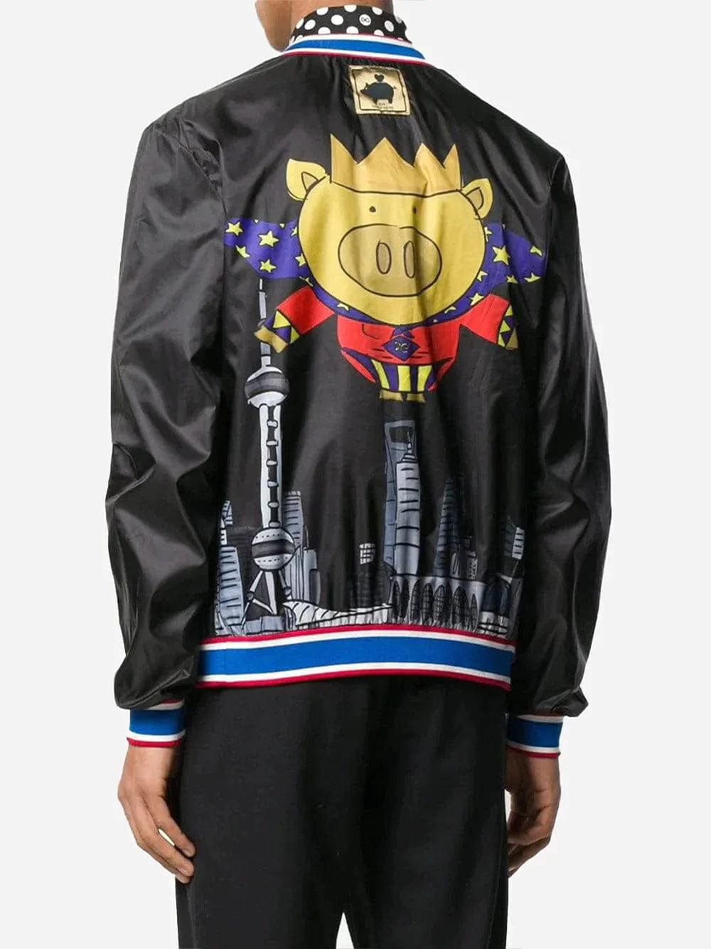 Dolce & Gabbana Super Pig-Print Bomber Jacket