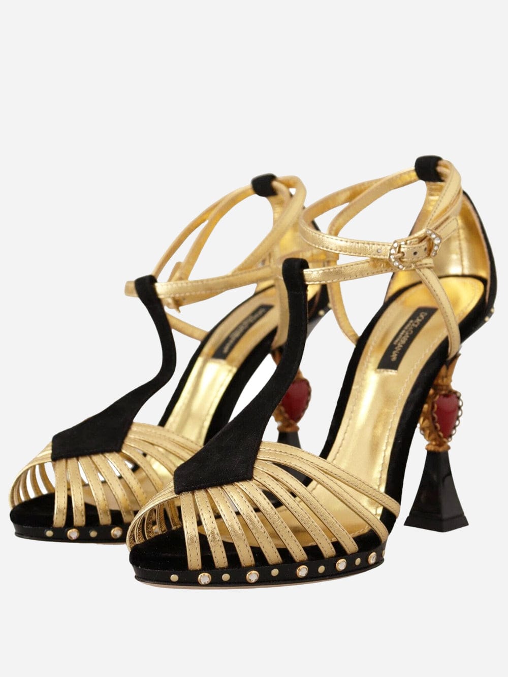 Dolce & Gabbana T-Strap Sacred Heart Decor Sandals