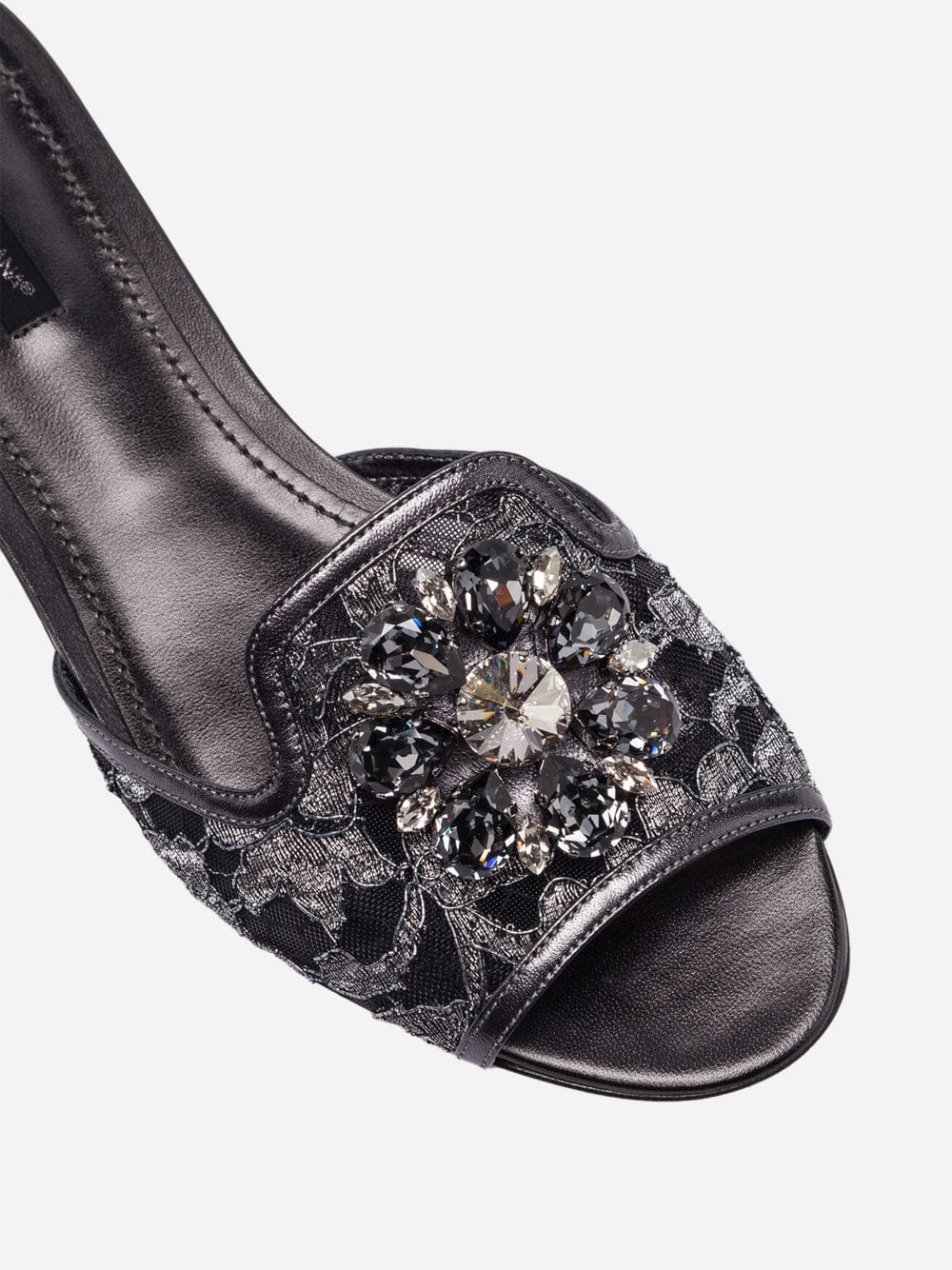 Dolce & Gabbana Taormina Lace Crystal Embellished Slides