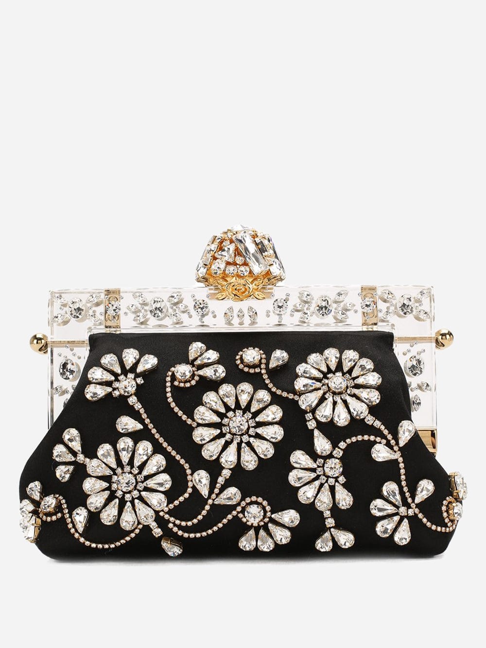 Dolce & Gabbana Vanda Crystal-Embellished Satin Clutch Bag