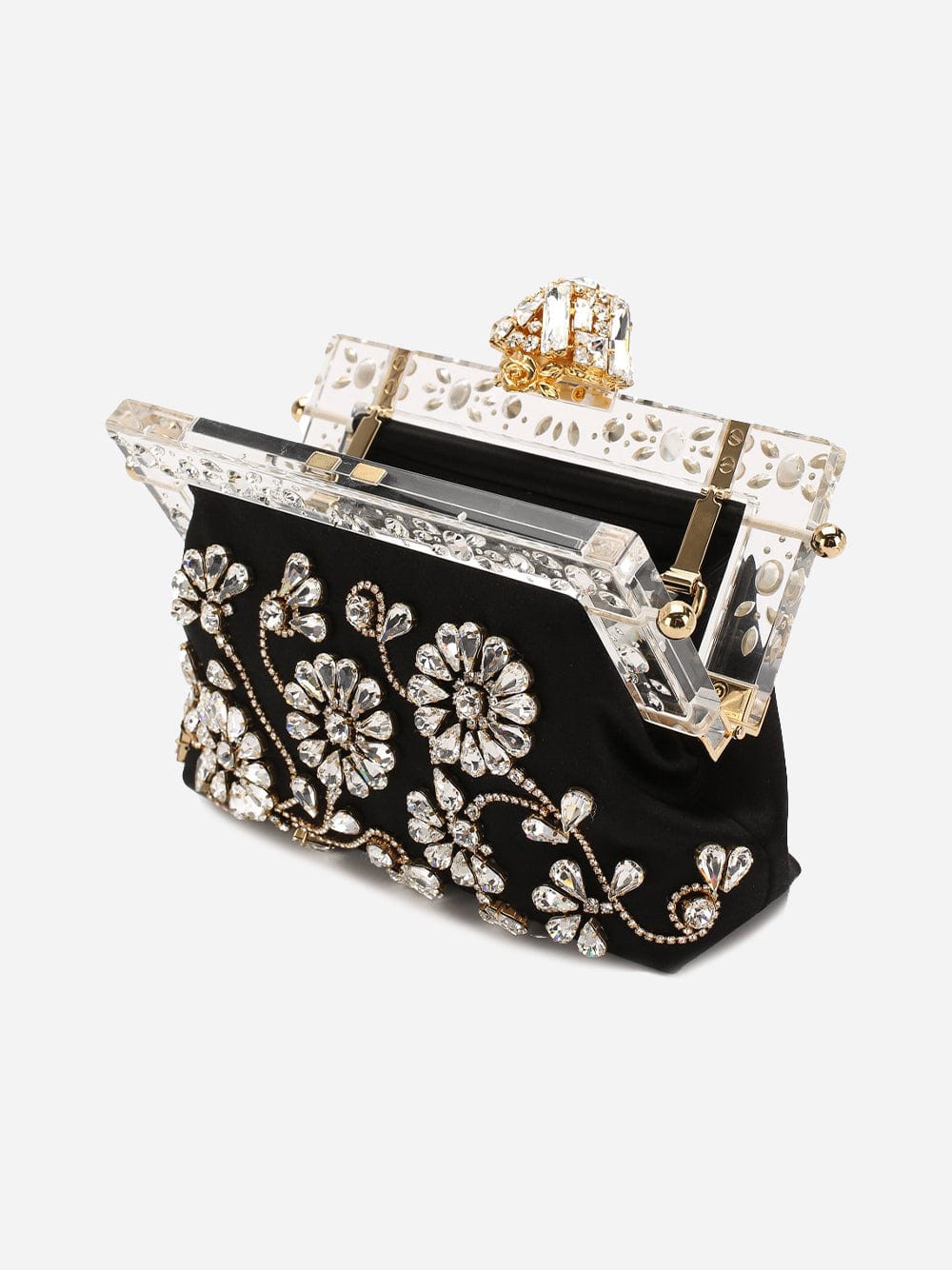 Dolce & Gabbana Vanda Crystal-Embellished Satin Clutch Bag