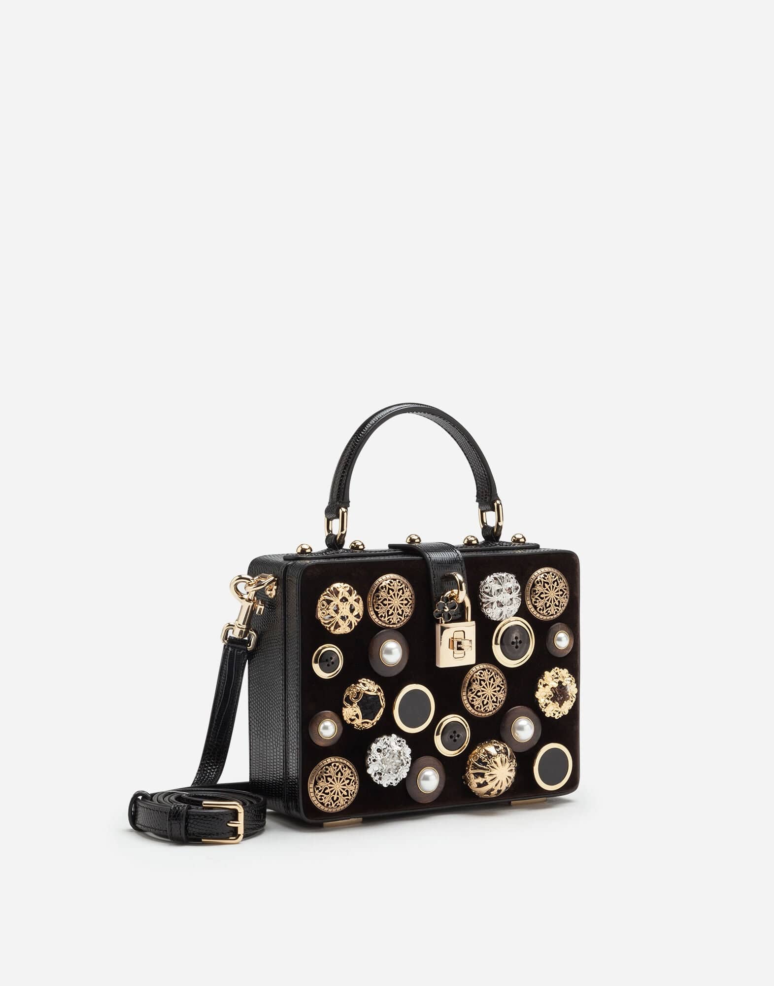 Dolce & Gabbana Velvet with Embroidery Dolce Box Bag