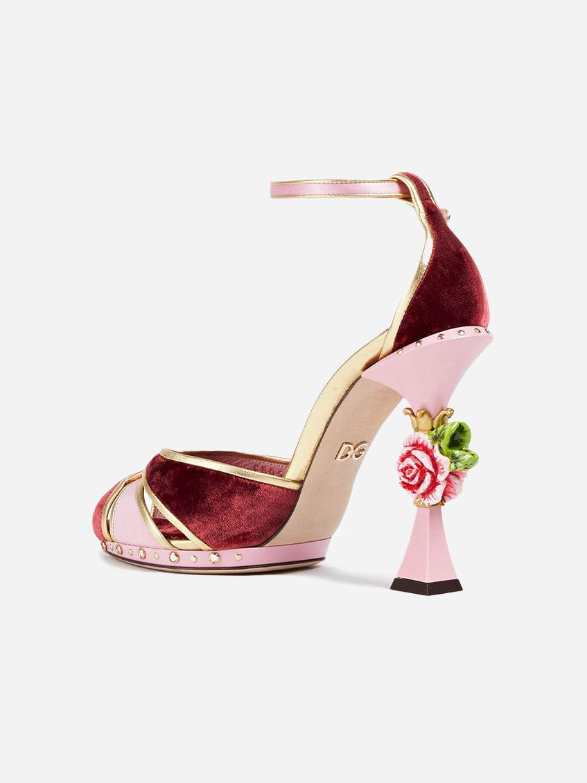 Dolce & Gabbana Cutout Embellished Velvet Sandals